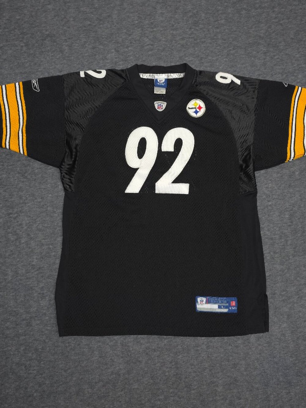 James Harrison 92 Pittsburgh Steelers Reebok On Field Jersey Youth L 14-16